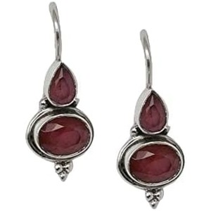 Boucles d'oreilles goutte femme rubis naturel corindon pierre précieuse juillet pierre de naissance fiançailles bijoux faits à la main 925 boucle d'oreille en argent Sterling - Product Image 1