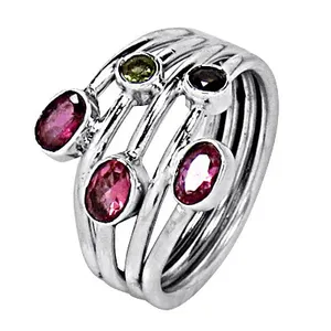 Bague élégante en argent 925 avec pierres précieuses multiples pour femmes - Product Image 3