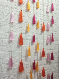 Arco Iris borla guirnalda hecha a mano Cadena de seda mexicana boda india telón de fondo Mehndi fiesta evento decoración Fiesta colorido Prop - Product Image 2