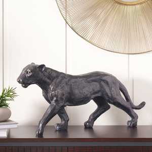 Venta caliente Cheetah Aluminio Hermosa Elegante Pantera Negra Estatua Arte Escultura Metal Artesanía - Product Image 5