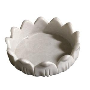 Cuenco decorativo de mármol blanco Rectangular elegante, centro de mesa, diseño ondulado único, mesa de lujo, acento, decoración del hogar, piedra Premium - Product Image 3