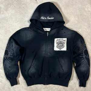 Sweat à capuche Sunfaded 100% coton personnalisé de Speedy Industry Streetwear surdimensionné 3D détresse séchage rapide Anti-rides polaire hiver - Product Image 1