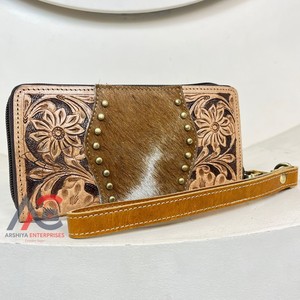 กระเป๋าคลัทช์ยาวหนังแท้เป็นเครื่องมือใหม่ของขวัญโปรโมชั่นกระเป๋าคลัทช์ขนวัวพร้อมลูกปัดและกระเป๋าถือแฟชั่นสำหรับผู้หญิง - Product Image 1