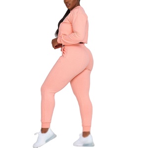 Conjunto de 2 piezas con hombros caídos para mujer, pantalones para correr, sudadera con pantalones de chándal, sudaderas con capucha en blanco, sudadera de algodón de gran tamaño, conjuntos para correr - Product Image 4