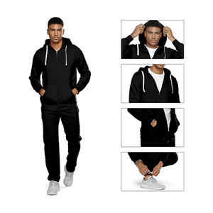 Chándal de algodón unisex, Sudadera con capucha de 2 piezas y joggers, ropa de calle informal, ropa deportiva para uso diario - Product Image 5