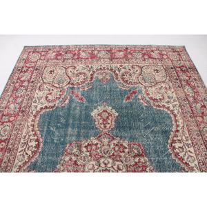 Turkish Vintage Rug, 0.6x10.3 ft <b>Runner</b> Rug, <b>Red</b> Blue Animal Print Rug - Product Image 5