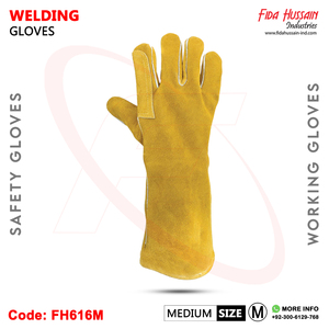 Guantes de soldadura de cuero dividido de vaca de Venta caliente Guante de seguridad industrial de puño largo para el trabajo diario Origen de Pakistán - Product Image 4