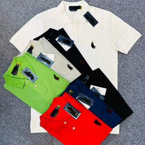 Chemises à manches courtes en tricot brodé pour hommes, surplus d'usine, décontractées, 100% coton, séchage rapide, coupe régulière, travail, golf, stock BD - Product Image 1