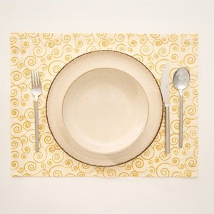 12 Piece 100% Cotton <b>Yellow</b> <b>Placemat</b> Set with Ring Pattern Decorative Table Mats 35x45cm Durable Elegant Dining Table Accessory - Product Image 3