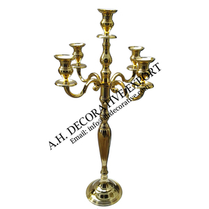 Candelabros 5 velas con cristal de humo votivo más nuevo cena fiesta decoración Metal chapado en oro candelabro hecho a mano candelabro - Product Image 6