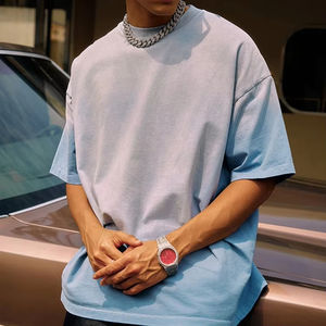 Men's Boxy Fit Oversized T-<b>Shirt</b> Distressed Drop Shoulder Luxury Quality Streetwear Hip Hop Style Long Length - Product Image 1