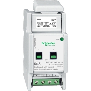 Attuatore per interruttore a parete SCHNEIDER Electric MTN647395 REG-K/2x230/16 con modalità manuale e rilevamento corrente, grigio chiaro - Product Image 1