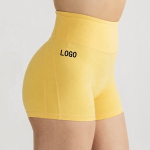 Shorts de sport pour femmes 2 en 1, taille haute, entraînement athlétique, séchage rapide, shorts de course sportifs, poche zippée, motif uni - Product Image 3