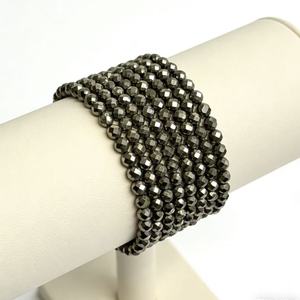 Bracelet en pyrite véritable fait à la main, délicat, minimaliste, perles rondes facettées scintillantes, bijoux en gros - Product Image 6