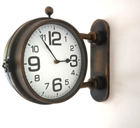 Horloge murale numérique double face nautique de 5 pouces, couleur antique, silencieuse, en métal, style chemin de fer, décoration artistique pour bureau, artisanat Calvin