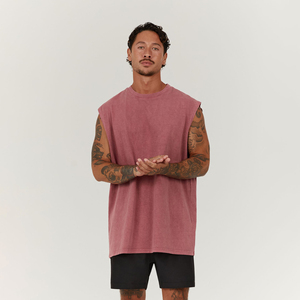 Men's Custom Sleeveless Acid Wash T-Shirt Vintage Distressed <b>Plain</b> Dyed Jersey Fabric Sprig Summer Used Sleeveless <b>Tshirt</b> Men - Product Image 1
