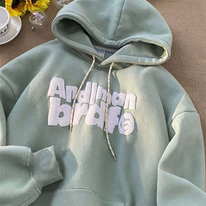 Sudadera con capucha con estampado 3D de soplo de logotipo personalizado, sudaderas con capucha de lana de algodón de rizo francés de tela gruesa pesada de 500GSM - Product Image 5