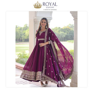 Traje Anarkali de la Mejor Calidad, Ropa Tradicional India para Mujer, Vestido de Novia de Seda Vichitra con Bordado de Lentejuelas - Product Image 5