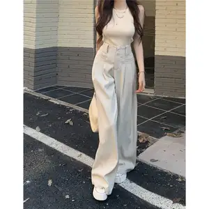 42610# women's spring loose wide-leg pants high waist drape suit trousers korean style mopping pants plus size y2k