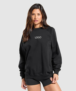 Haute qualité 100% coton personnalisé sweats vierges pour femmes poids lourd élégant Baggy manches raglan pull sweats - Product Image 1