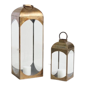 Linterna de hierro de metal superventas con mango, soporte de vela de diseño moderno de Color dorado y votivo para decoración navideña - Product Image 2