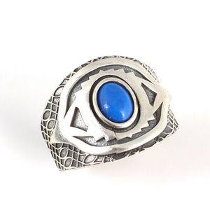 Anillo de Plata de Ley 925 para Hombre con Piedra Natural Lapislázuli, Engaste Ovalado, Diseño Geométrico, Uso Diario, Certificado IGI - Product Image 6