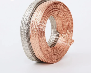 Ruban conducteur flexible de qualité supérieure, fabriqué en fil de cuivre étamé, tresse de cuivre étamé plate, brillant, largeur 1/4 po, longueur 25 pi - Product Image 1