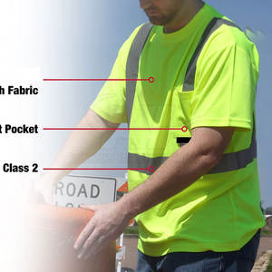 T-shirts de travail pour hommes, réfléchissants, haute visibilité, certifiés CE, vêtements de travail en polyester pour les chantiers de construction et l'industrie - Product Image 5