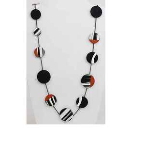 Mixed Shape Colored <b>Necklace</b> with Round Wooden <b>Beads</b> <b>Chunky</b> Fashion Strand for Wedding or Gift - Product Image 1