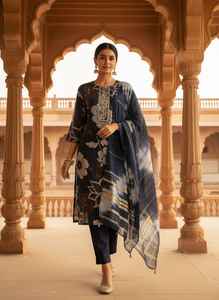 Costume 3 pièces de luxe Vetican à imprimé dégradé, vêtements ethniques haut de gamme pour les mariages, les fêtes et les célébrations - Product Image 4