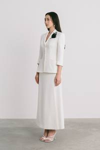 Luxury Elegant <b>Women's</b> <b>Skirts</b> Blazer Set HANI LONG <b>SKIRT</b> 73% Polyester 17% Rayon 10% Spandex Custom Labels Tags WHITEANTVietnam - Product Image 4