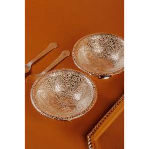 Cesta de Regalo de Lujo Alemana, Juego de 2 Tazones y Bandeja, Vajilla Plateada para Fiestas, Caja de Madera Incluida - Product Image 3