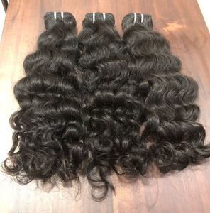 Extensión de Cabello Humano 100% Virgen Rizado Hindú de Templo sin Procesar de Doble Trama a Máquina de un Solo Donante Color Negro para Mujer Suave y Sedoso - Product Image 1