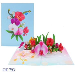 Carte artisanale vietnamienne en papier découpé au laser 3D, fleur d'orchidée, impression offset personnalisée, artisanat en papier, cadeau, meilleur prix Viet-Craft - Product Image 4