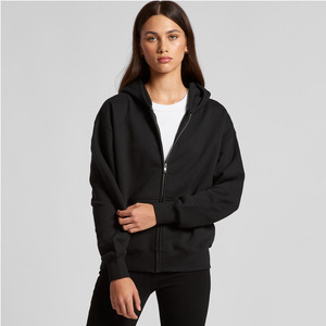 Custom Women Oversized <b>Zip</b> <b>Up</b> Hoodie Plain Black Fleece Jacket Casual Streetwear Hooded Sweatshirt - Product Image 5