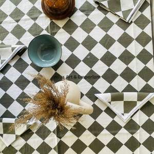 Mantel de Algodón Hecho a Mano en India, Hermoso Mantel de Algodón Estampado a Mano para Bodas, Mantel en Venta - Product Image 5