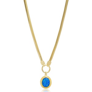 Bleu Opale Pierre Forme Chevrons Chaîne Conception Turc Fabriqué À La Main En Gros 925 Bijoux En Argent Sterling - Product Image 1