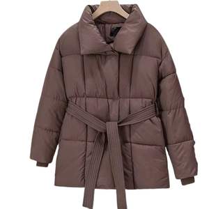 Veste parka longue tissée pour femmes avec col rabattu manteau d'hiver épais et respirant pour la saison d'automne - Product Image 3