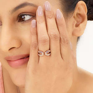 Rose Gold Plated Stainless <b>Steel</b> Fashion <b>Ring</b> with Number Design - Product Image 2