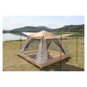 Tente de camping familiale 210x210x145cm carrée en Oxford 210D avec poteaux en fibre de verre, abri extérieur en maille pour l'été - Product Image 1