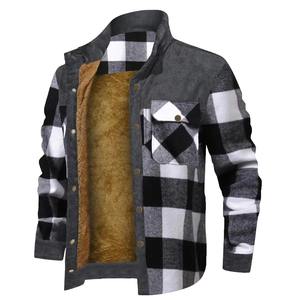 Chaqueta a cuadros de franela con forro de lana de invierno para hombre, Chaqueta de manga larga con capucha y botones, suéteres para hombre, abrigo, Chaqueta estilo motocicleta - Product Image 1