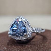 Blauer Trillion-Schliff Original Moissanit Edelstein 925 Sterling Silber Feiner Schmuck Eternity Vergoldeter Großhandel Statement-Ring