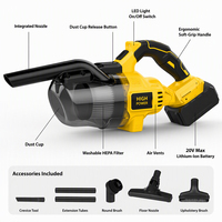 Aspirateur à main sans fil 21V 700W, moteur sans balais, humide et sec, avec lumière LED pour voiture et maison