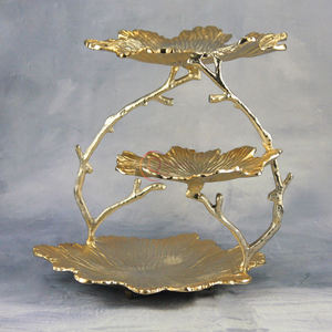 Soporte de pastel de hoja de lujo con soporte de servicio decorativo de varios niveles Soporte de pastel único para hotel y restaurante nuevo diseño 2025 - Product Image 1