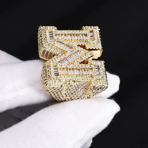 Luxe 925 Argent Leb Grown Bague En Diamant Glacé Lettre Hip Hop Déclaration Anneau pour Hommes Personnalisé Bling Diamant Bijoux En Gros - Product Image 6