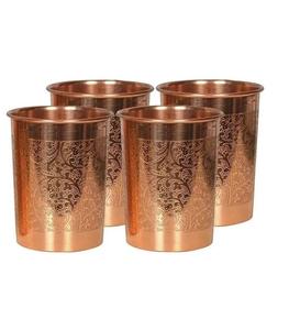 100% verre à vin en cuivre pur meilleure qualité articles de fête faits à la main avec verre à eau gravé au design unique - Product Image 3