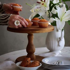 Multi use solid wood cake stand handcrafted for special events decorative dessert presentation or rustic home decor - Product Image 3