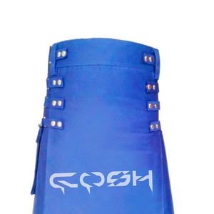 Tablier interchangeable de kilt utilitaire moderne en coton hybride bleu brillant avec poches latérales bleues - Product Image 2