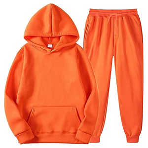 Ensemble de survêtement pour homme en coton 100% orange uni, antibactérien, léger, pour l'automne, avec pantalon à capuche, taille 2XL, RICH - Product Image 1