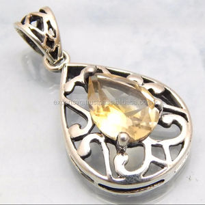 จี้เงินแท้925รูปแบบตัวเลขสไตล์ศาสนาน่ารักมะนาวควอตซ์อัญมณีทอง/เงินจี้แฟชั่นและเสน่ห์ - Product Image 1